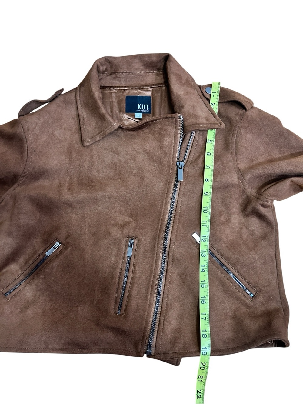 Kut From The Kloth Brown Faux Suede Moto Jacket size Medium - Picture 7 of 7